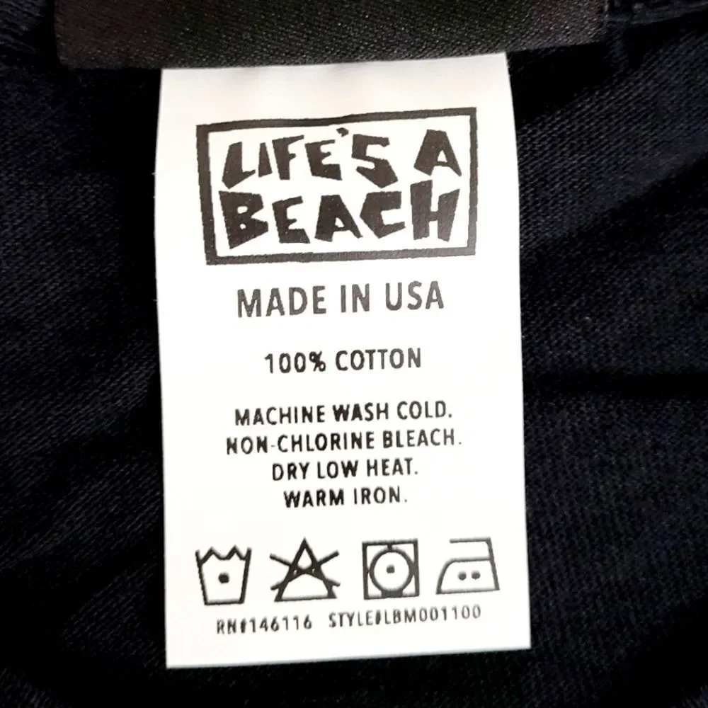 Lifes A Beach Mens Black & Green Cotton Short Sleeve Graphic Tee T shirt Size S - Picture 6 of 8